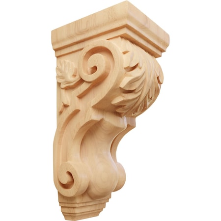 Ekena Millwork 4 1/2"W x 5"D x 10"H Medium Traditional Acanthus Corbel, Red Oak CORW04X05X10TARO